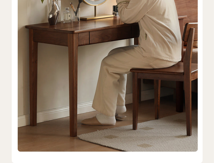 Black Walnut Solid Wood Desk With Drawers