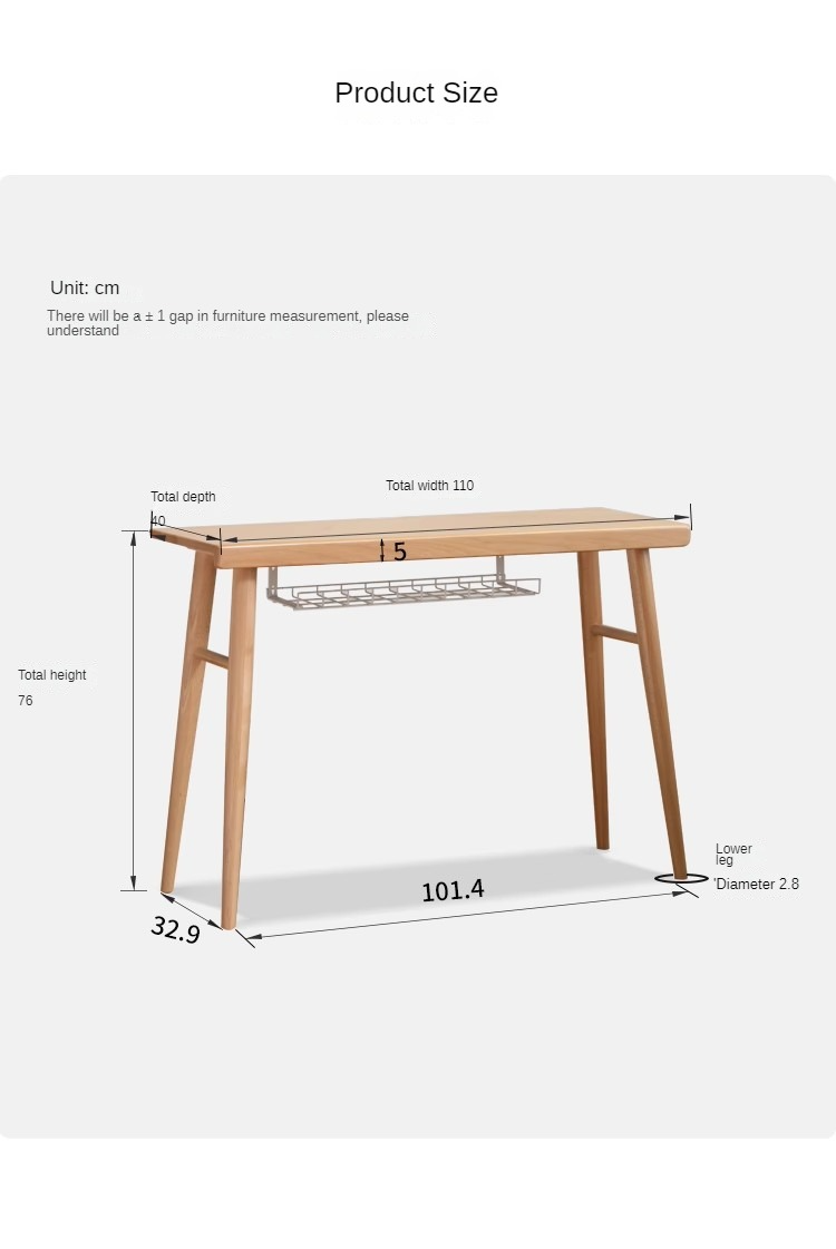 Beech Solid Wood Office Desk Storage Rack Integrated