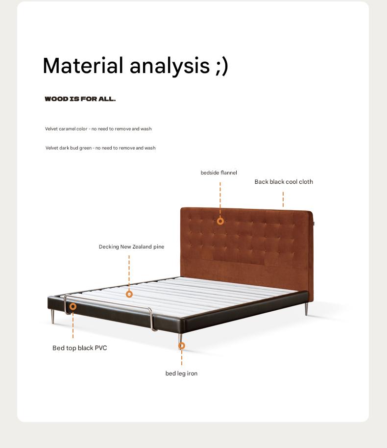 Fabric Flannel Soft Bed Bauhaus Style