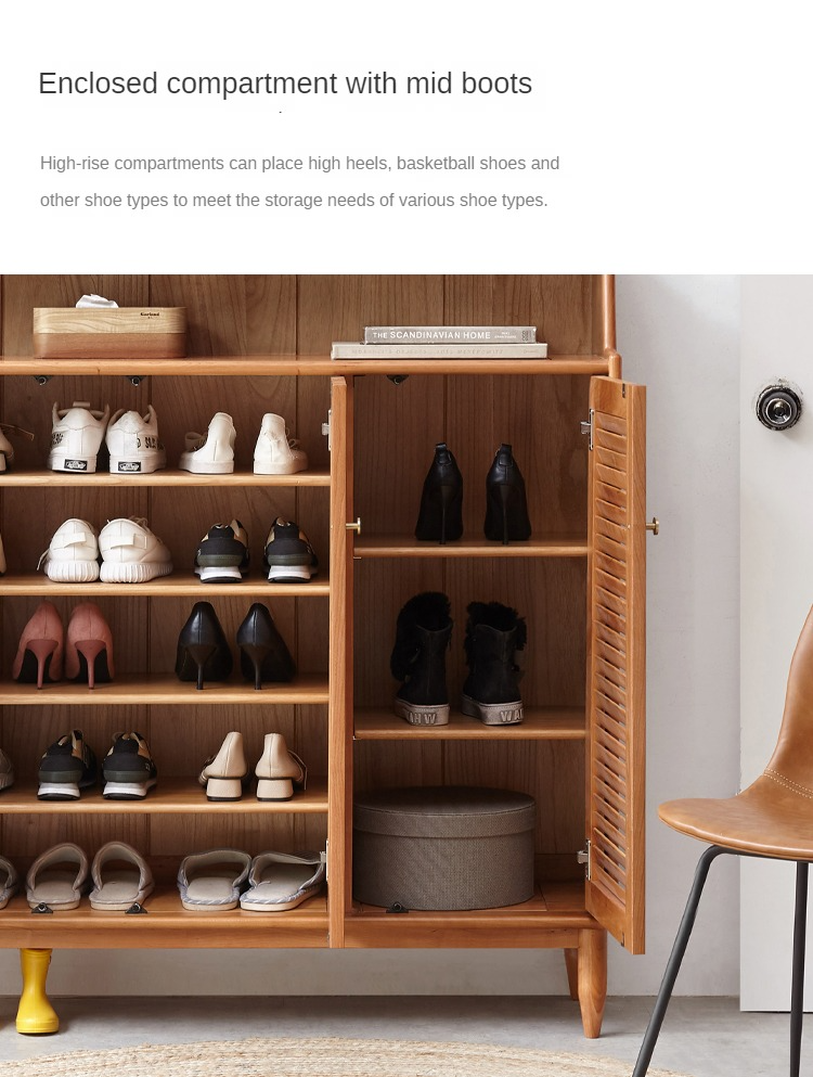 Cherry Solid Wood Entrance Shoe Cabinet