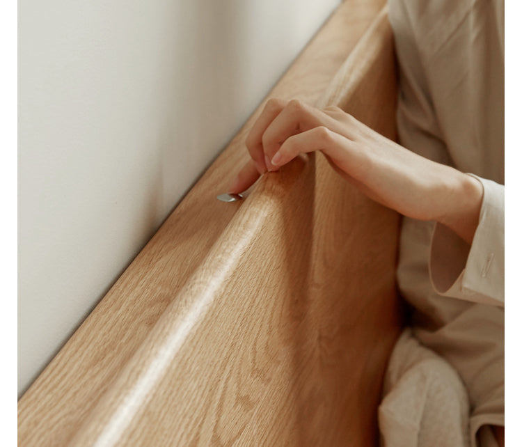 Oak,Black Walnut Solid Wood Suspended Luminous Box Bed