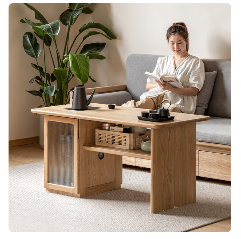 Ash Solid Wood Tea Cabinet With Tea Maker