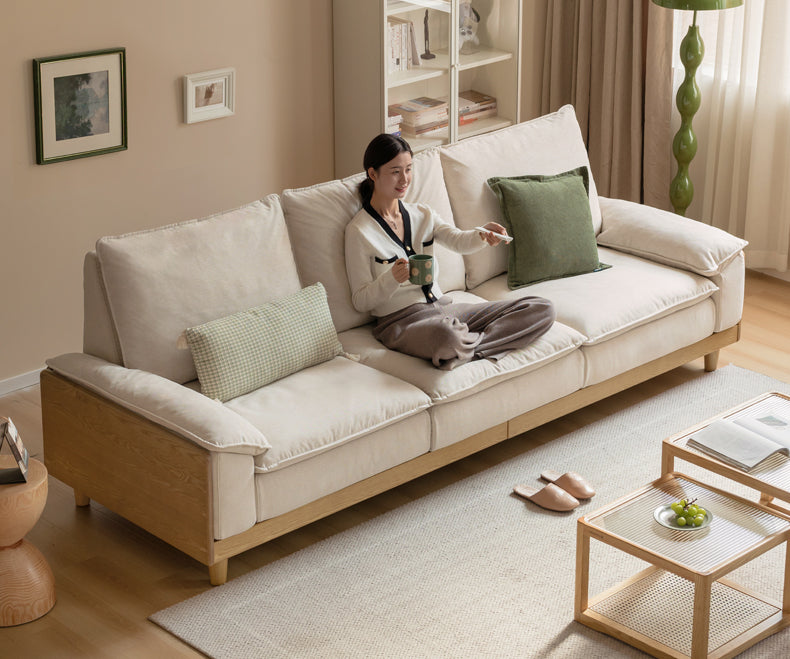 Ash Solid Wood Straight Sofa Modern.