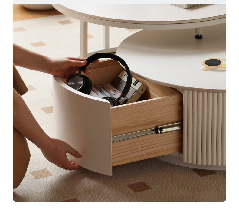 Ash Solid Wood Milk Oil Wind Combination Storage Rock Coffee Table.