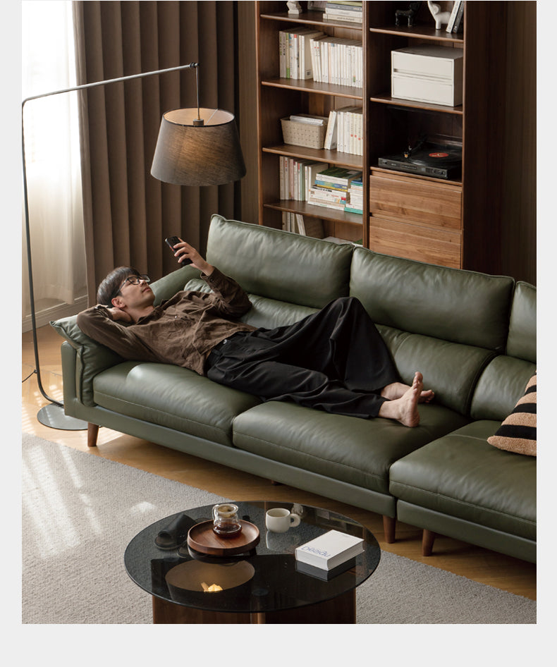 Leather First Layer Cowhide Straight Sofa.