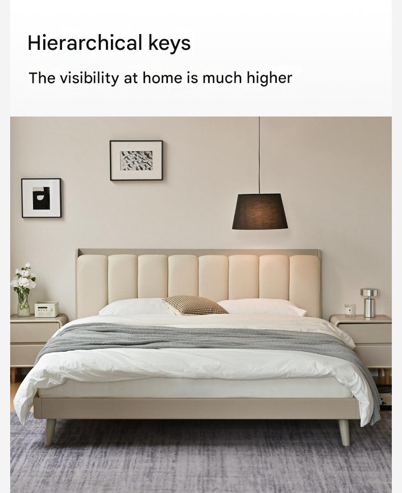 Oak, Poplar Solid Wood Piano Key Bed, Technology Cloth