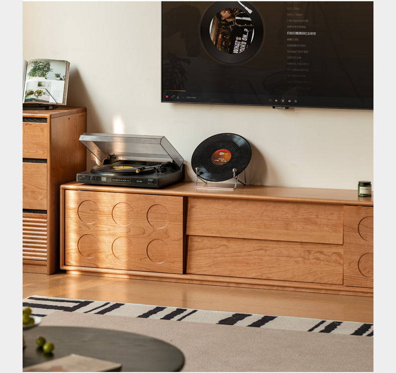 Cherry Solid Wood Retro Antique Style Floor TV Cabinet.