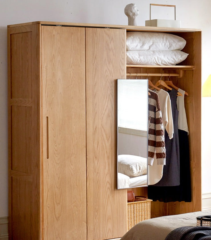 Oak, Ash Solid Wood Wardrobe Sliding Door.