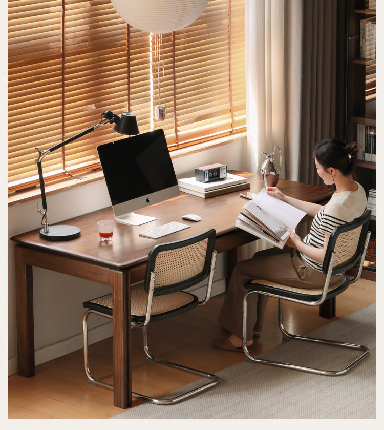 Black Walnut, Ash, Sandalwood Solid Wood Modern Large Office Table