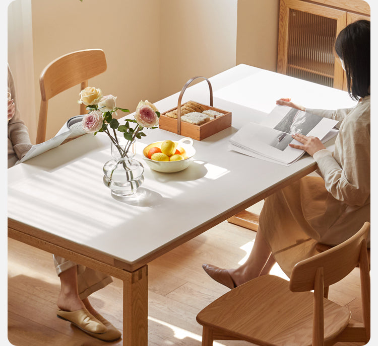 Oak Solid Wood Rectangular Rock Slab Dining Table