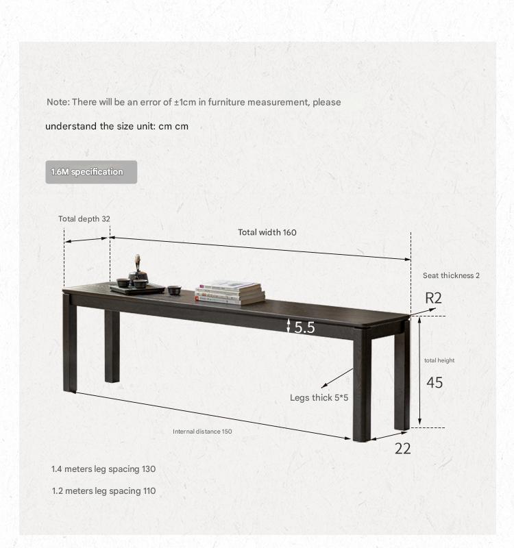 Oak Solid Wood American Modern Bench