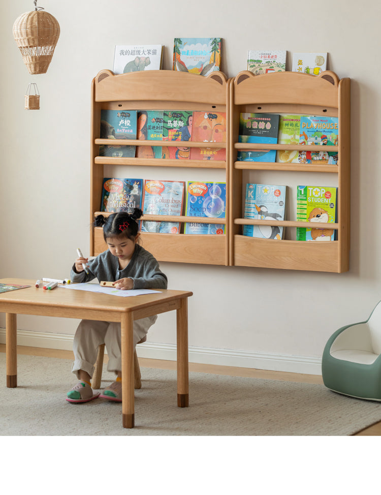 Beech Solid Wood Children's Multi-Layer Narrow Bookshelf.