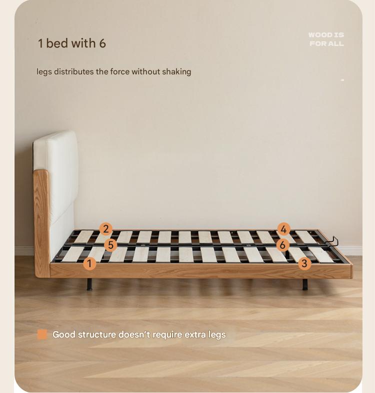 Oak Solid Wood Modern Simple Soft Leaning Bed