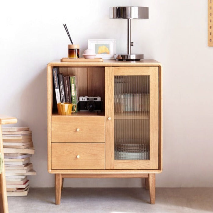 Rubberwood, Beech, Oak Solid Wood Nordic Side Cabinet