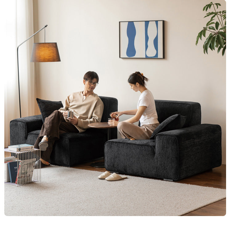 Fabric black tofu block sofa
