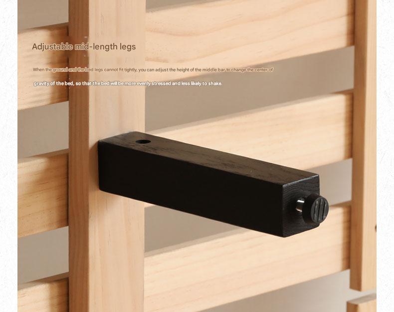 Oak solid wood Suspended platform bed, headboard-free bed Black with light