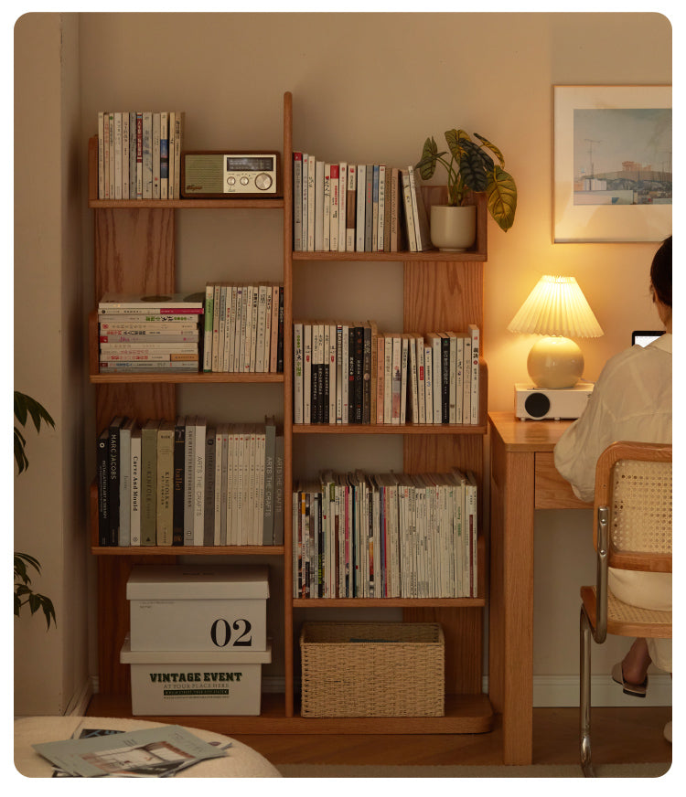 Oak Solid Wood Floor-Standing Bookshelf