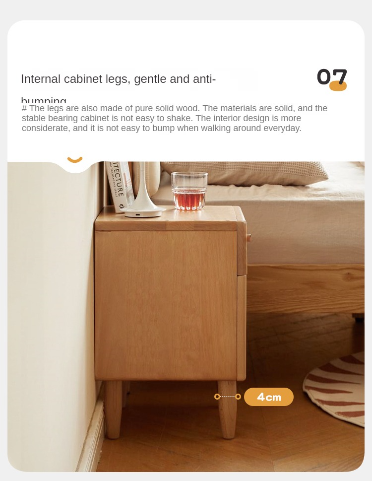 Beech Solid Wood Nightstand With Light