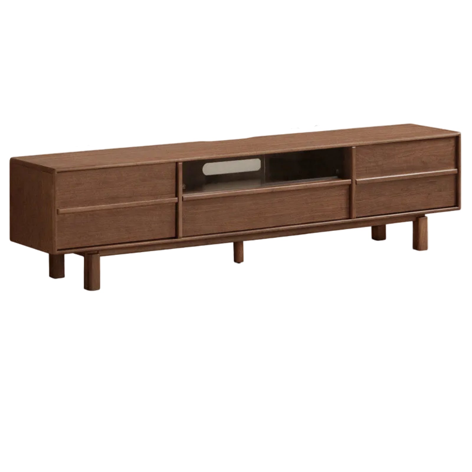 Black Walnut Solid Wood Luxury Style TV Cabinet with Slab Top and Storage