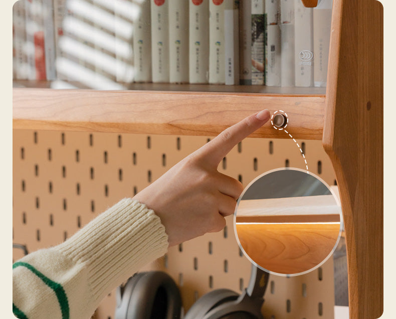 Cherry Wood Desk and Bookshelf Integrated Office Desk