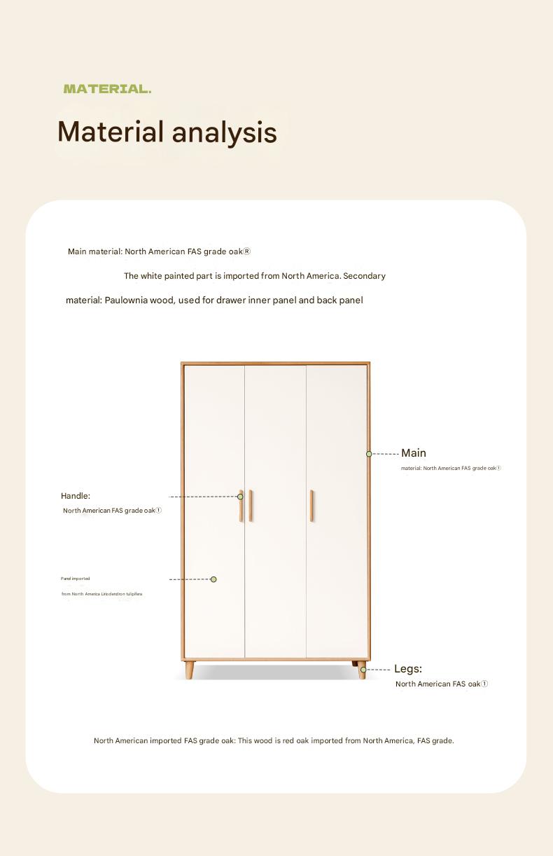 Oak Solid Wood Modern Wardrobe.