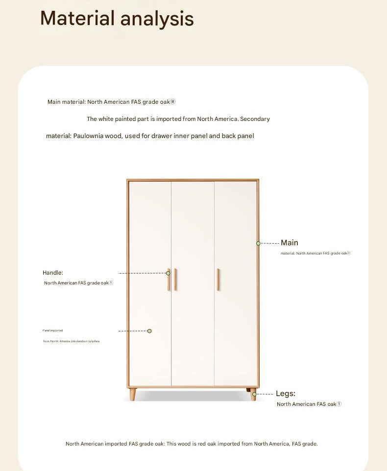 Oak Solid Wood Modern Wardrobe