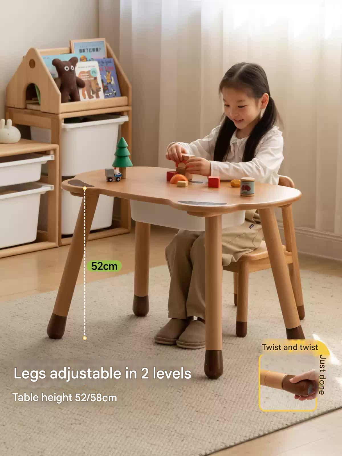 Beech Solid Wood Handmade Children's Table.