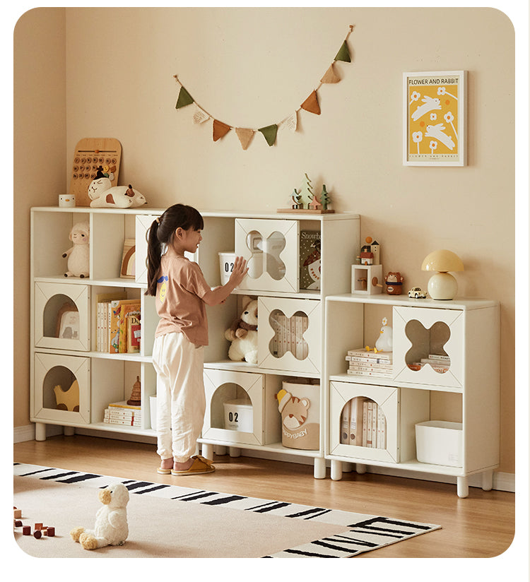 Rubber Solid Wood Modern Cream Style Floor Children's Bookcase