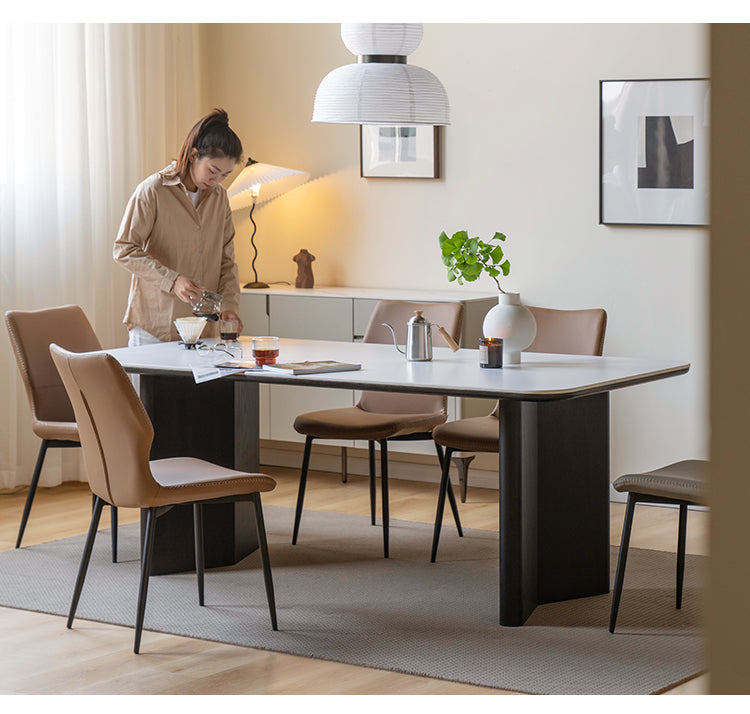 Oak Solid Wood, Solid Rubberwood Slate Italian Dining Table