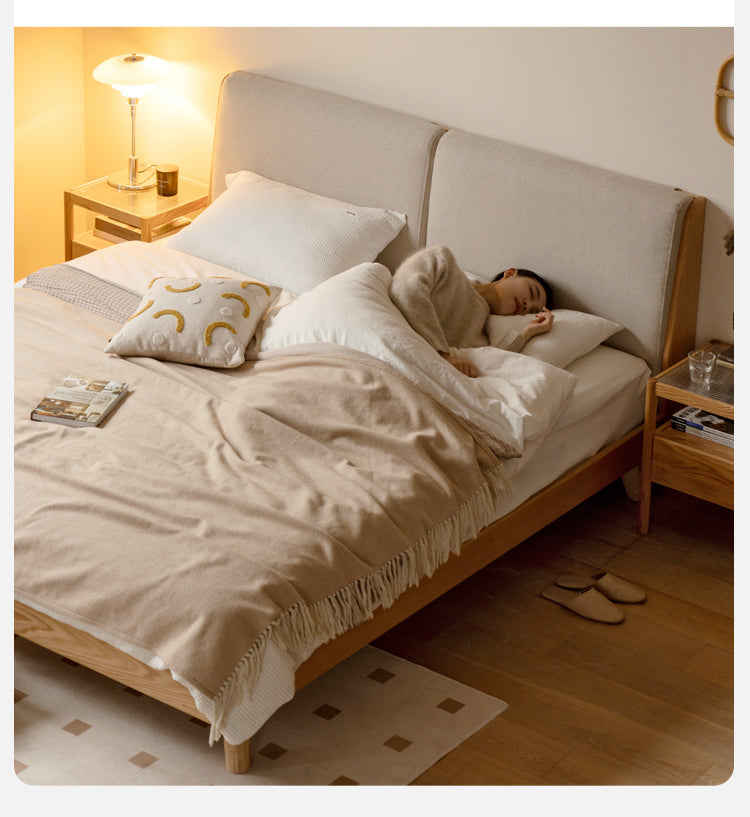 Rubberwood, Oak solid wood Soft Bed
