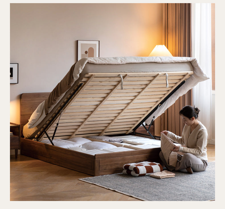 Black Walnut, Oak Solid Wood Bed Box Modern
