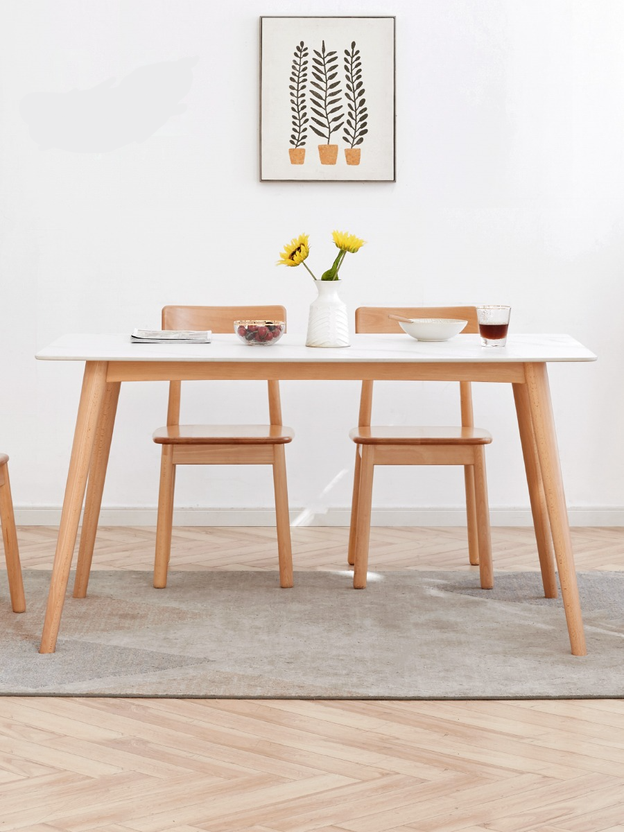 Beech Solid Wood Rock Plate Dining Table