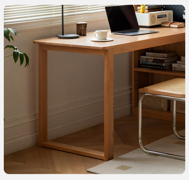 Oak Solid Wood Integrated Desk Cabinet