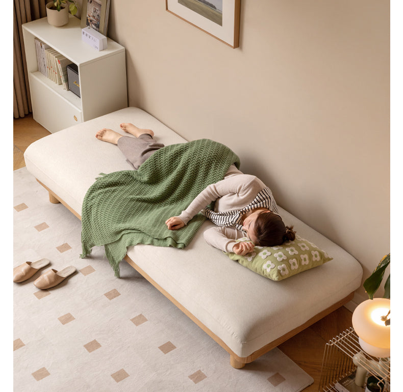 Oak Solid Wood Sofa Imitation Cotton and Linen