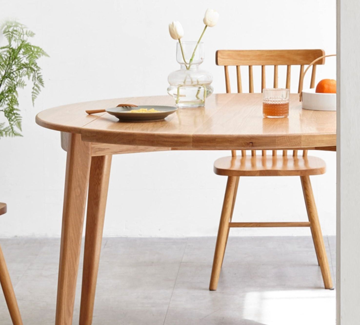 Oak solid wood folding dining table small apartment"