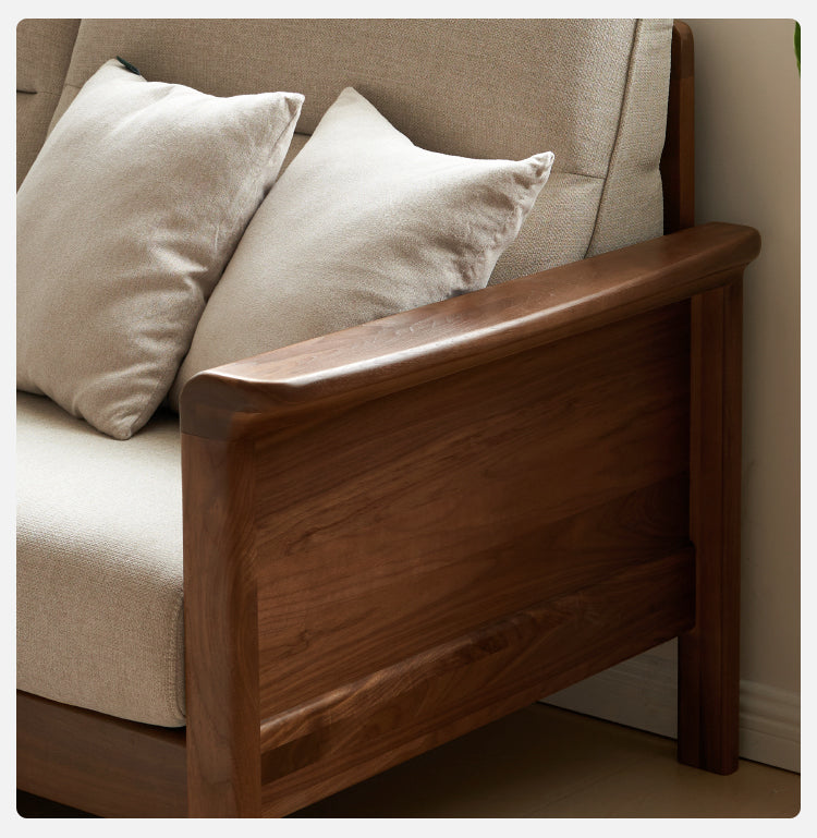 Sandalwood, Black Walnut Solid Wood Fabric Sofa.