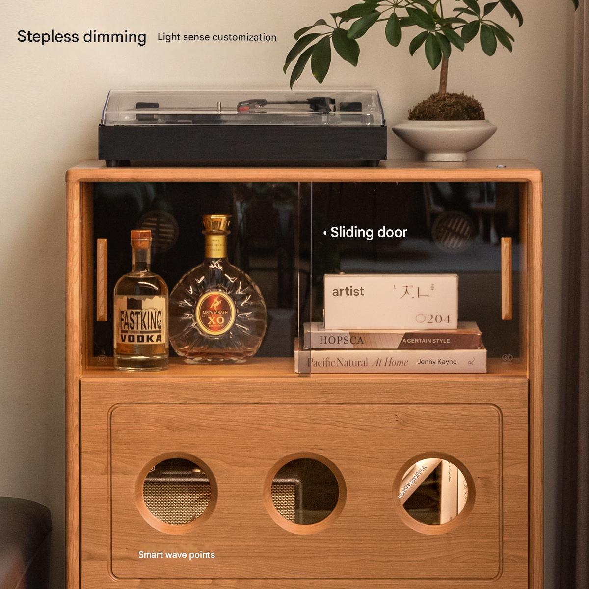 Cherry Solid Wood Retro Storage Side Cabinet.