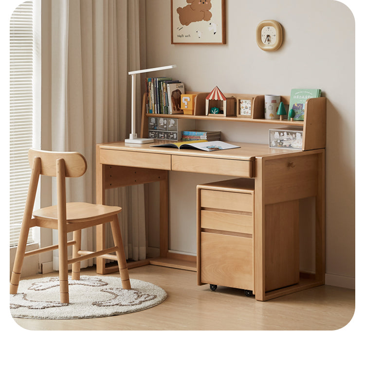 Beech Solid Wood Desk Can Be Lifted and Adjusted