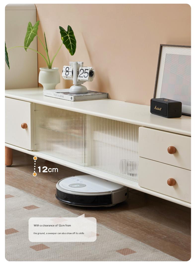 Solid Rubberwood White Floor TV Cabinet.