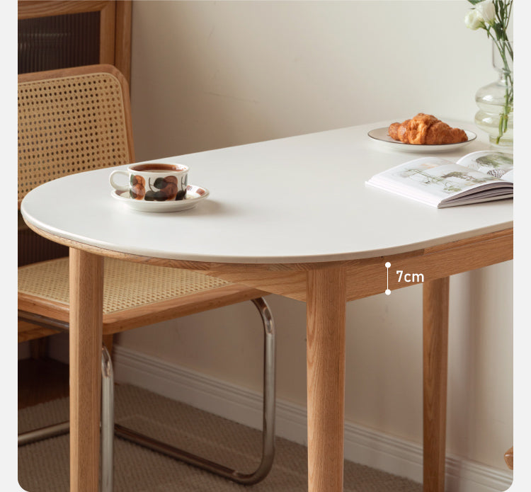 Oak, Beech Solid Wood Rock Slab Semi-Circular Dining Table