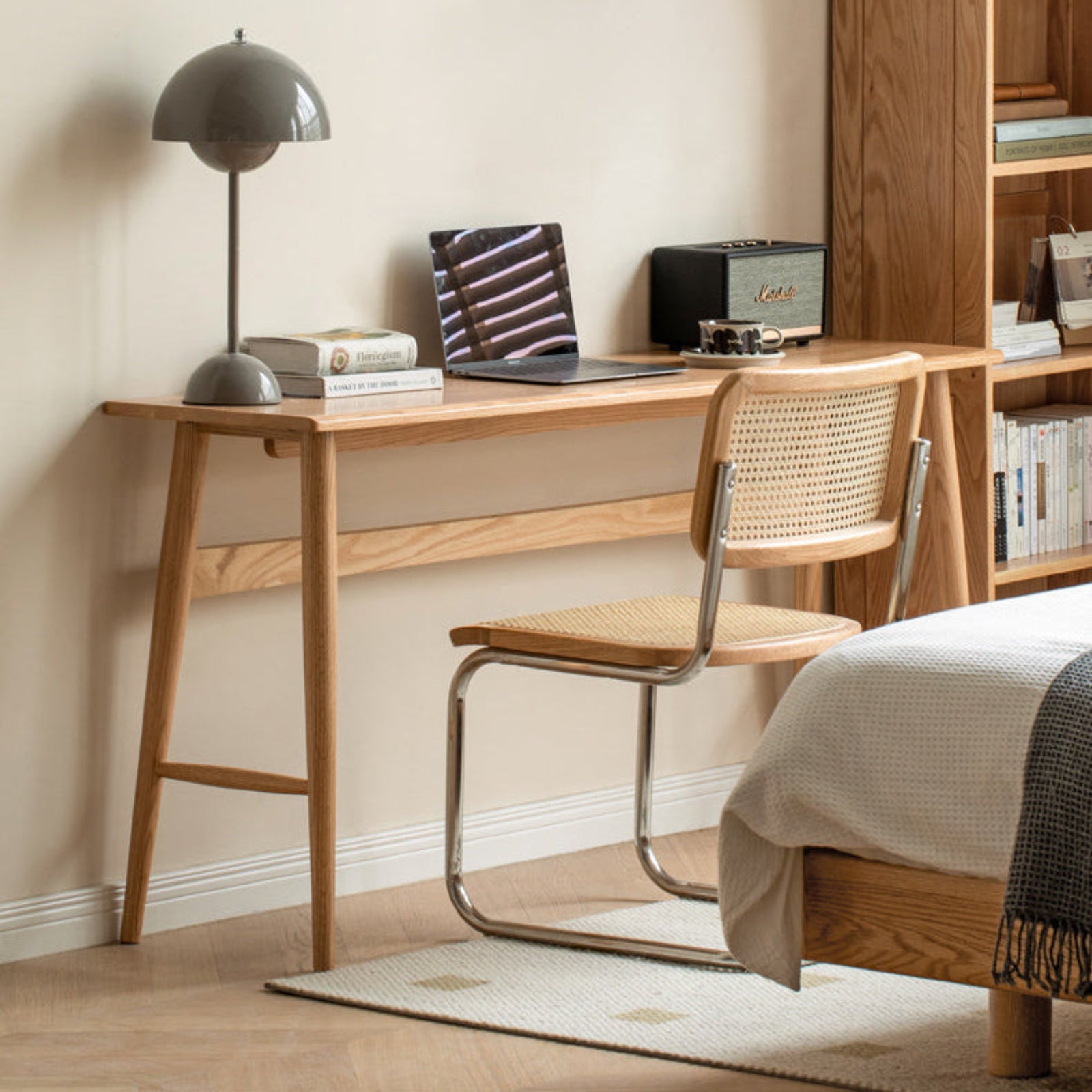 Oak, Cherry Solid Wood Narrow Office Desk