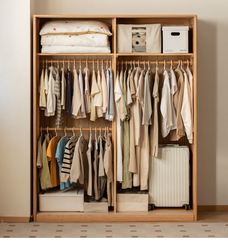 Oak Solid Wood Kids Sliding Door Wardrobe
