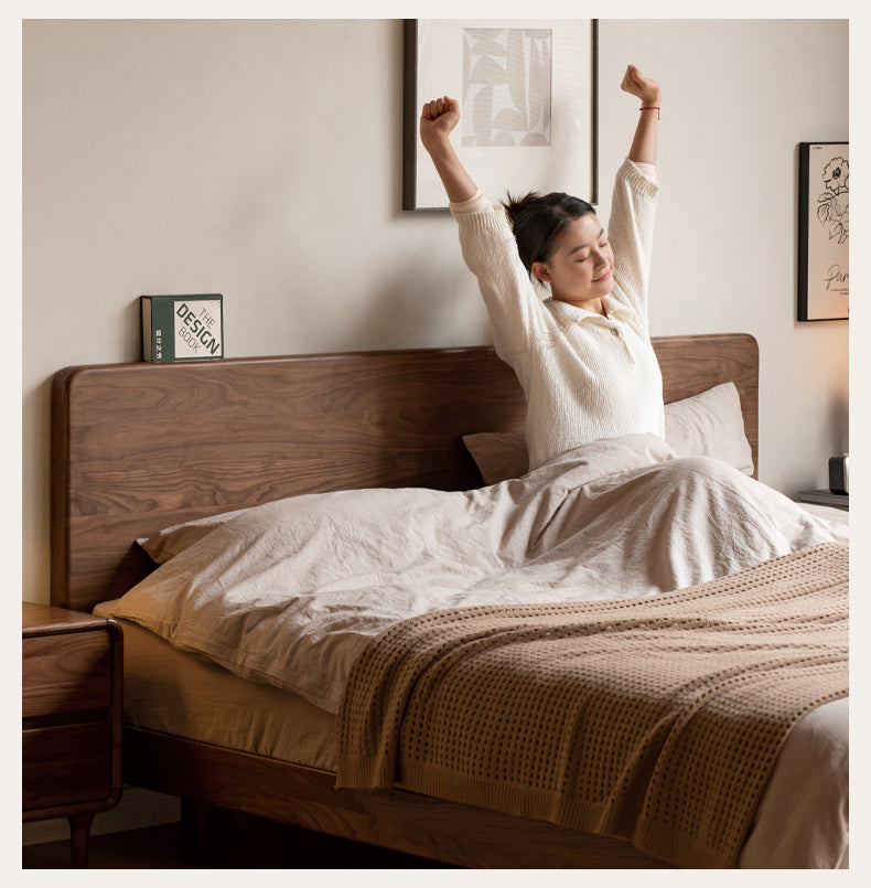 Black Walnut, Oak Solid Wood Floating Bed