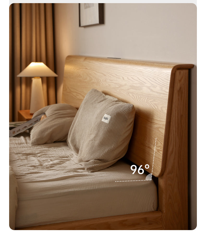 Oak Solid Wood Bed Nordic Modern