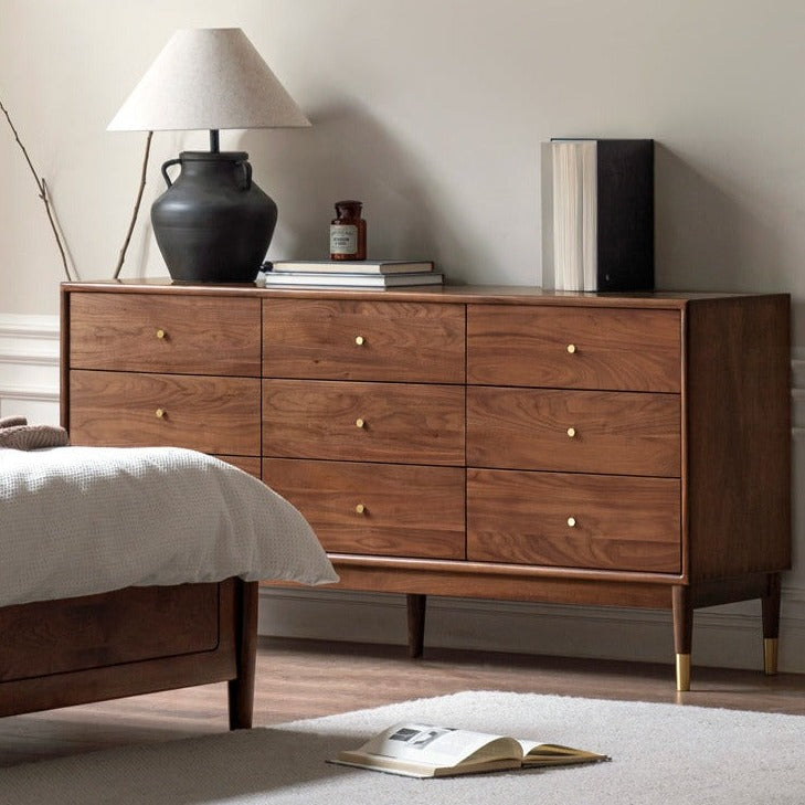 Black Walnut solid wood drawer, modern porch cabinet"
