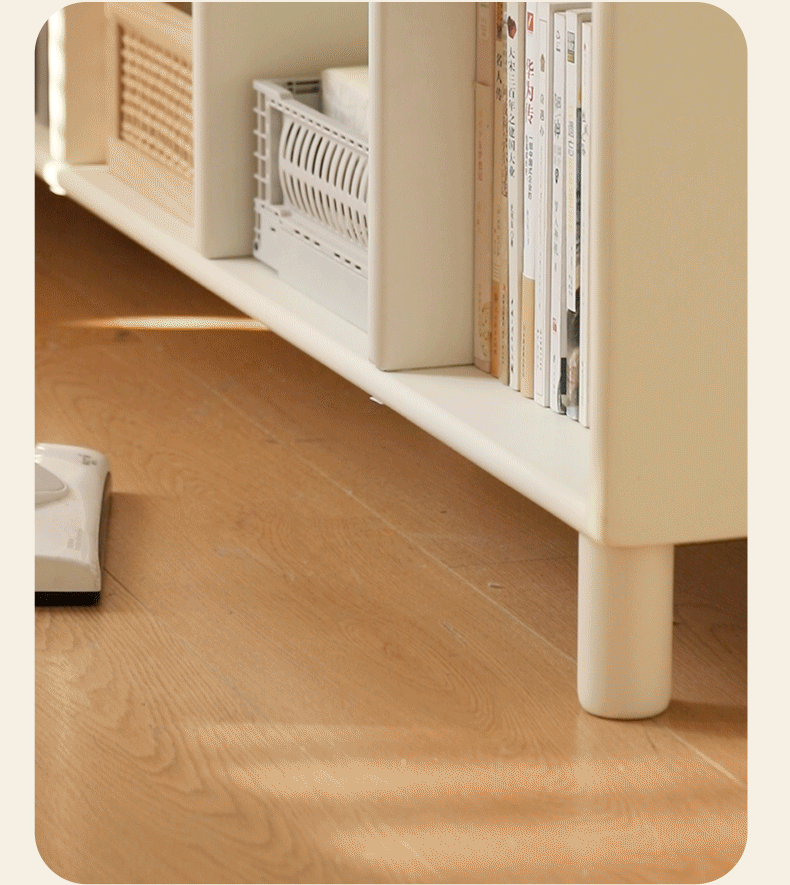 Poplar Solid Wood Bookcase Free Combination Cream Style