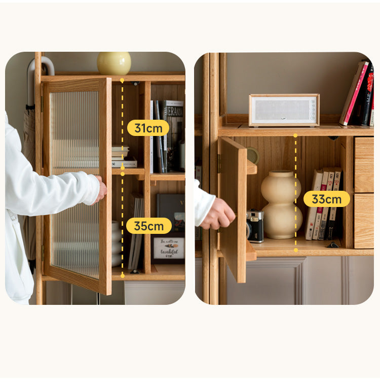 Oak Solid Wood Bookshelf Study Display Floor Combination Shelf