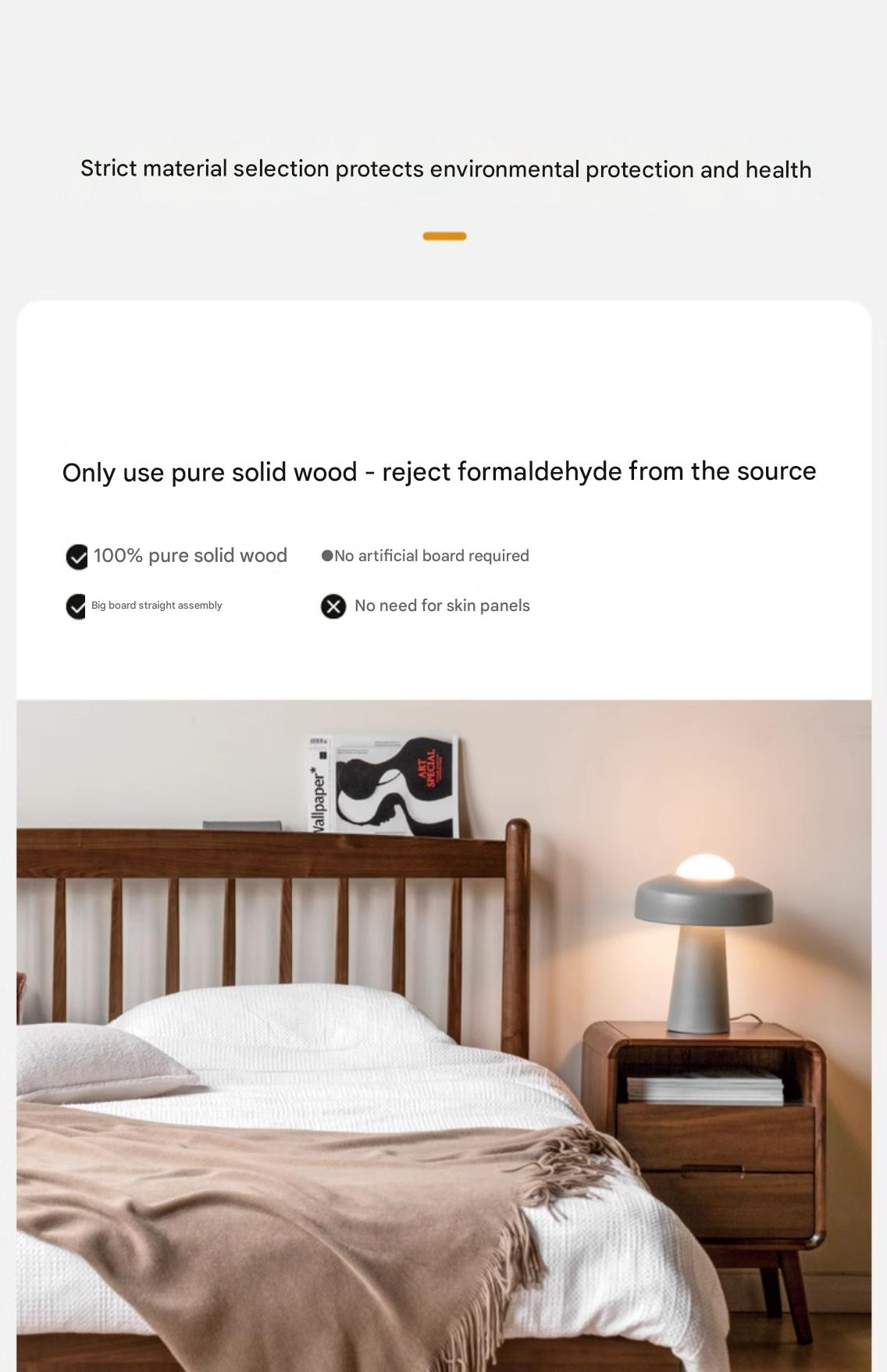 Black Walnut Solid Wood Bed Modern