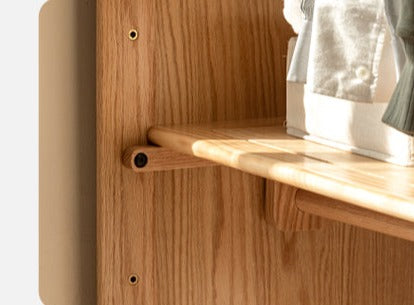 Oak, Solid Rubberwood Wardrobe Curtain Design.