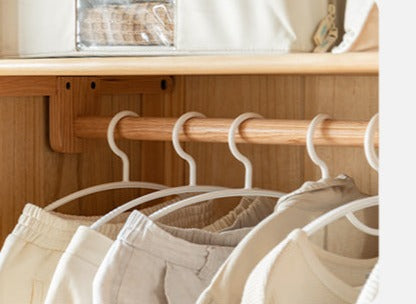 Oak, Solid Rubberwood Wardrobe Curtain Design.